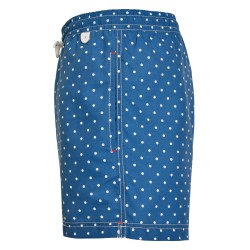Montauk 2565 small white dots - Korte zwembroek voor heren in kobaltblauw