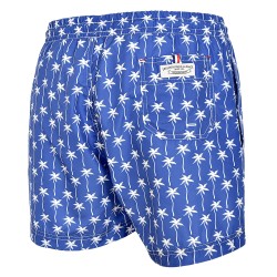 Short da bagno uomo blu stampa palme bianche